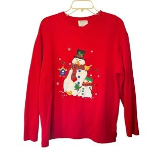 Westbound Women’s Red Snowman Embroidered Winter Christmas Sweatshirt